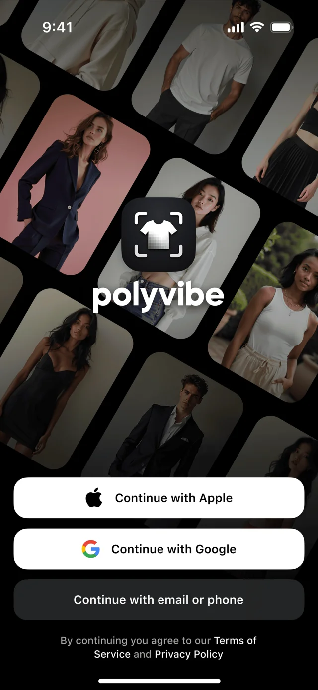 Polyvibe welcome screen